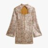 Mini-robe à manches longues imprimée et pailletée