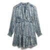 Mini-robe à manches longues imprimée métallisée