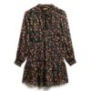 Mini-robe à manches longues imprimée métallisée