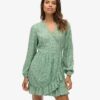 Mini-robe portefeuille à manches longues imprimée