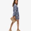 Mini-robe portefeuille à manches longues imprimée Mini-robe portefeuille à manches longues imprimée