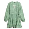 Mini-robe portefeuille à manches longues imprimée