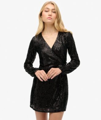 Mini-robe portefeuille à paillettes