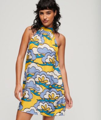 Mini-robe sans manches à col haut