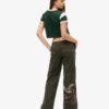 Pantalon cargo brodé à taille basse