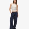 Pantalon cargo brodé à taille basse