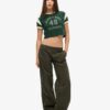 Pantalon cargo brodé à taille basse