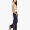 Pantalon cargo brodé à taille basse