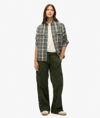 Pantalon cargo taille basse à jambes larges