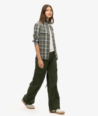 Pantalon cargo taille basse à jambes larges