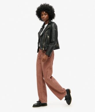 Pantalon en velours côtelé à taille mi-haute et jambes larges Pantalon en velours côtelé à taille mi-haute et jambes larges