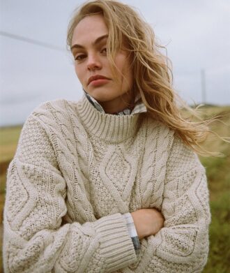Polo en maille torsadée Aran