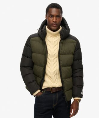 Puffer sport à capuche color block