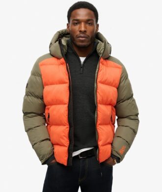 Puffer sport à capuche color block
