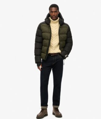 Puffer sport à capuche color block