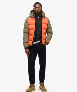 Puffer sport à capuche color block