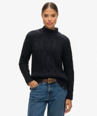 Pull à col montant en maille torsadée