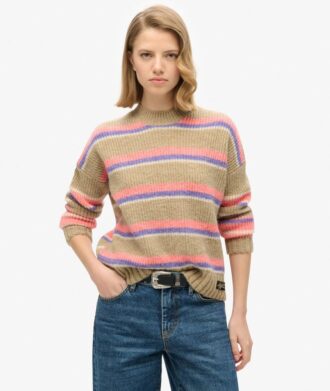 Pull à col rond à rayures multiples