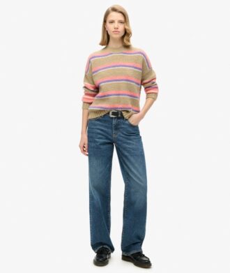 Pull à col rond à rayures multiples