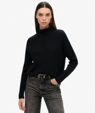 Pull à col roulé en maille côtelée
