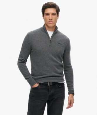 Pull à demi-zip en maille brodée Essential