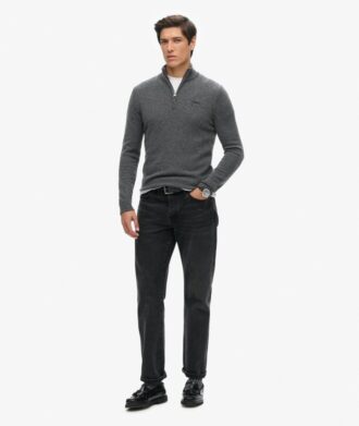 Pull à demi-zip en maille brodée Essential