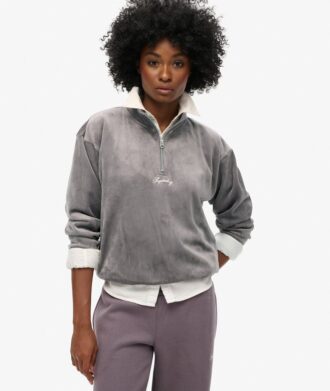 Pull à demi-zip en velours Country Club