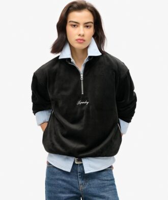 Pull à demi-zip en velours Country Club