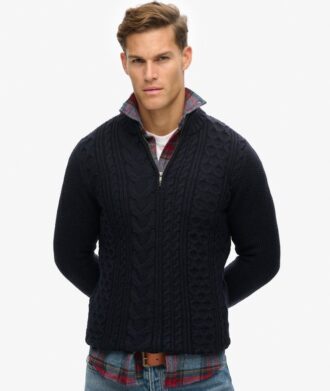Pull à demi-zip Jacob en maille torsadée