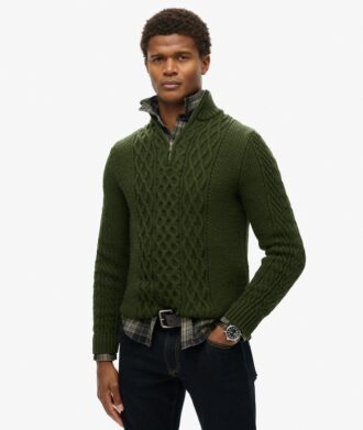 Pull à demi-zip Jacob en maille torsadée
