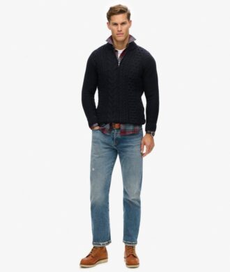 Pull à demi-zip Jacob en maille torsadée