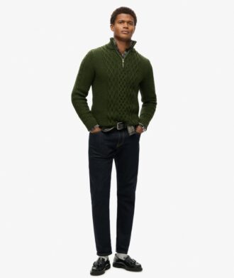 Pull à demi-zip Jacob en maille torsadée