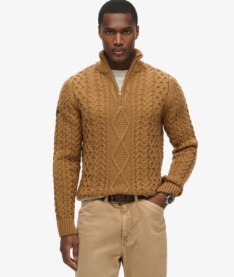 Pull demi-zip Vintage Jacob en maille torsadée
