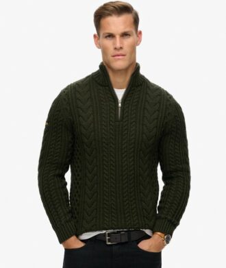 Pull demi-zip Vintage Jacob en maille torsadée