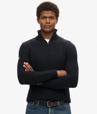Pull demi-zip Vintage Jacob en maille torsadée