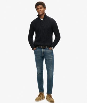 Pull demi-zip Vintage Jacob en maille torsadée