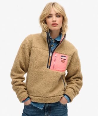 Pull en molleton Vintage rétro à demi-zip