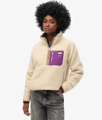 Pull en molleton Vintage rétro à demi-zip
