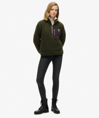 Pull en molleton Vintage rétro à demi-zip