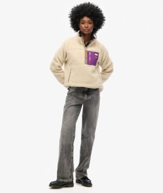 Pull en molleton Vintage rétro à demi-zip