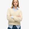 Pull oversize à col en V et motif torsadé Pull oversize à col en V et motif torsadé