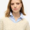 Pull oversize à col en V et motif torsadé Pull oversize à col en V et motif torsadé