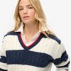 Pull oversize à rayures et col en V Pull oversize à rayures et col en V