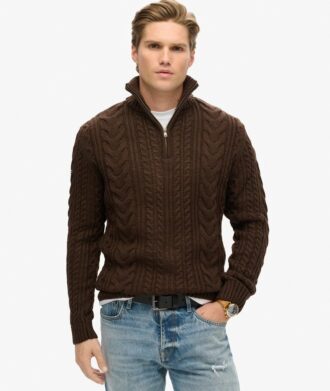 Pull Vintage Jacob à demi-zip en maille torsadée