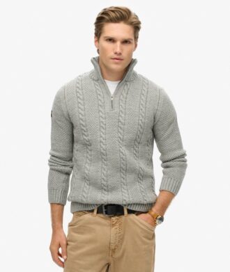 Pull Vintage Jacob à demi-zip en maille torsadée Pull Vintage Jacob à demi-zip en maille torsadée