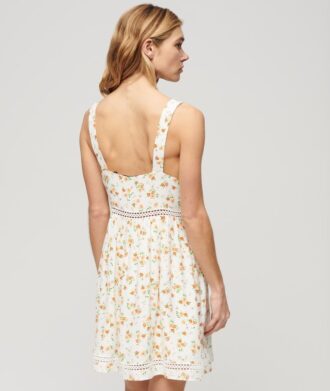 Robe caraco à encolure en V et bordure en dentelle