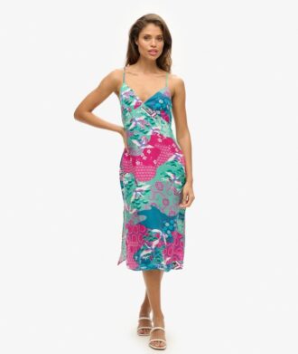 Robe caraco midi imprimée