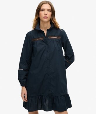 Robe chemise en dentelle mélangée