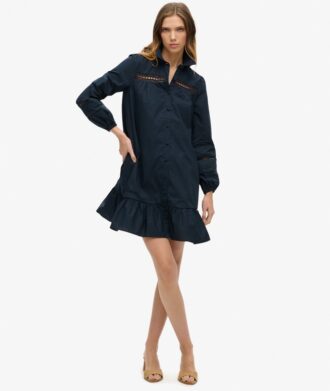Robe chemise en dentelle mélangée
