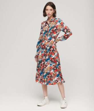 Robe chemise midi imprimée